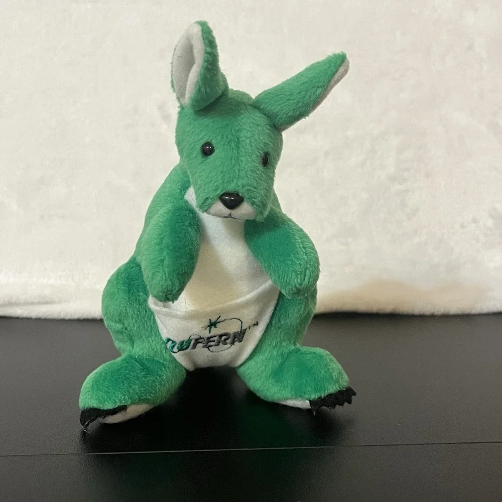 NUFERN Advertisement Plush Kangaroo Stuffed Animal Toy Curto Toys Green & White